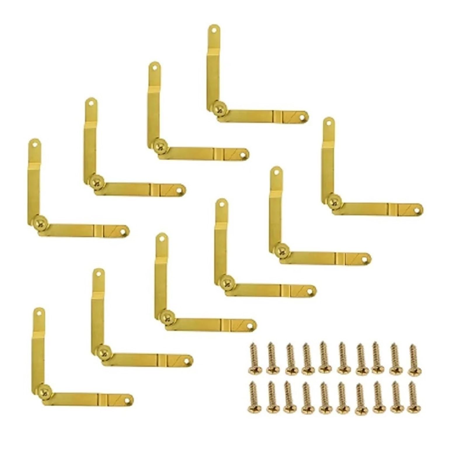 HKVTVCYPYA 10Pcs Metal Cover Lid Support Hinges Folding Positioning Tripod Antique Wood Case Corner Movable Hardware Bracket