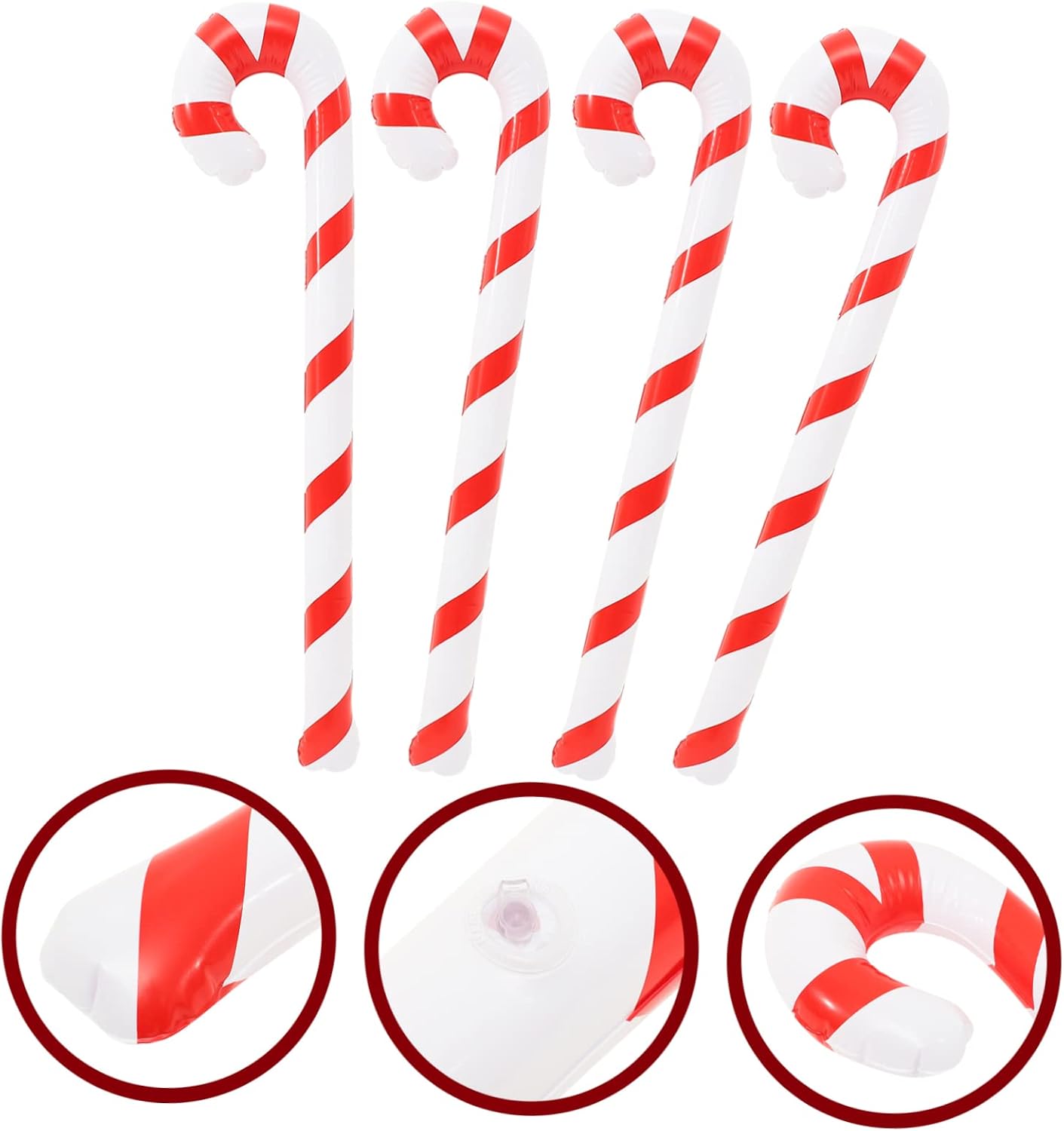 YARNOW 4Pcs Inflatable Xmas Candy Cane Balloons Holiday Decor for Birthday Christmas Celebrations Reusable Candy Cane Decorations for Festivities