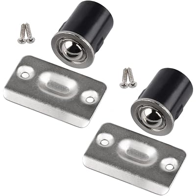 HOMOTEK 2 Pack Drive in Ball Catch with Strike Plate for Closet Doors, Satin Nickel, 13/16" x 1-1/8",Die-cast, Adjustable Tension Ball