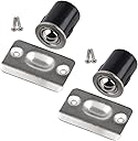 HOMOTEK 2 Pack Drive in Ball Catch with Strike Plate for Closet Doors, Satin Nickel, 13/16" x 1-1/8",Die-cast, Adjustable Tension Ball