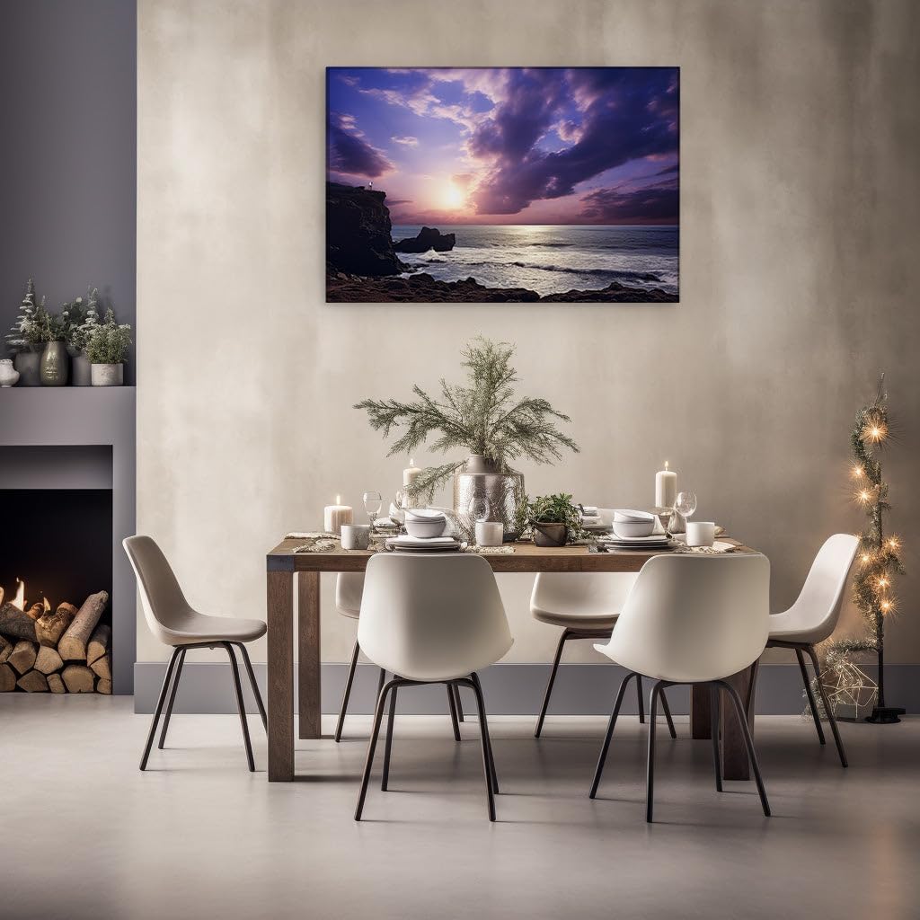 Canvas for Living room. Embracing the Immensity: A Lone Observer Amidst the Sunset Serenade, 27 x 18 inch Canvas Wall Art - Contemporary Masterpieces - Modern Home Decor - 69x46 cm (27x18 inch)