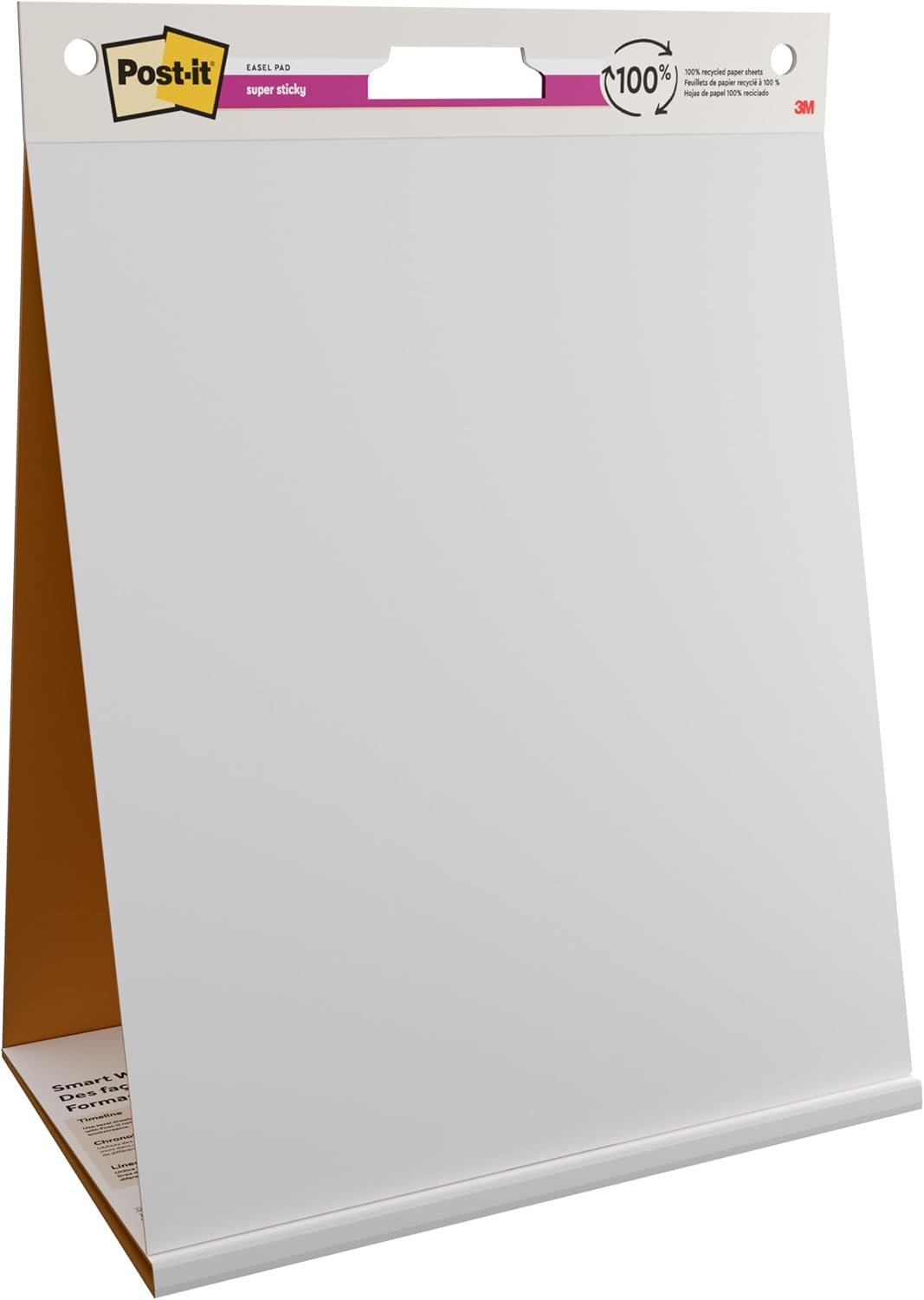 Post-it Super Sticky Table Top Meeting Charts, 100% Recycled Paper, White, 58.4 x 50.8 cm, 20 Sheets/Pad, 1 Pad/Pack, 100% PEFC, SGSCH-PEFC-COC-110078