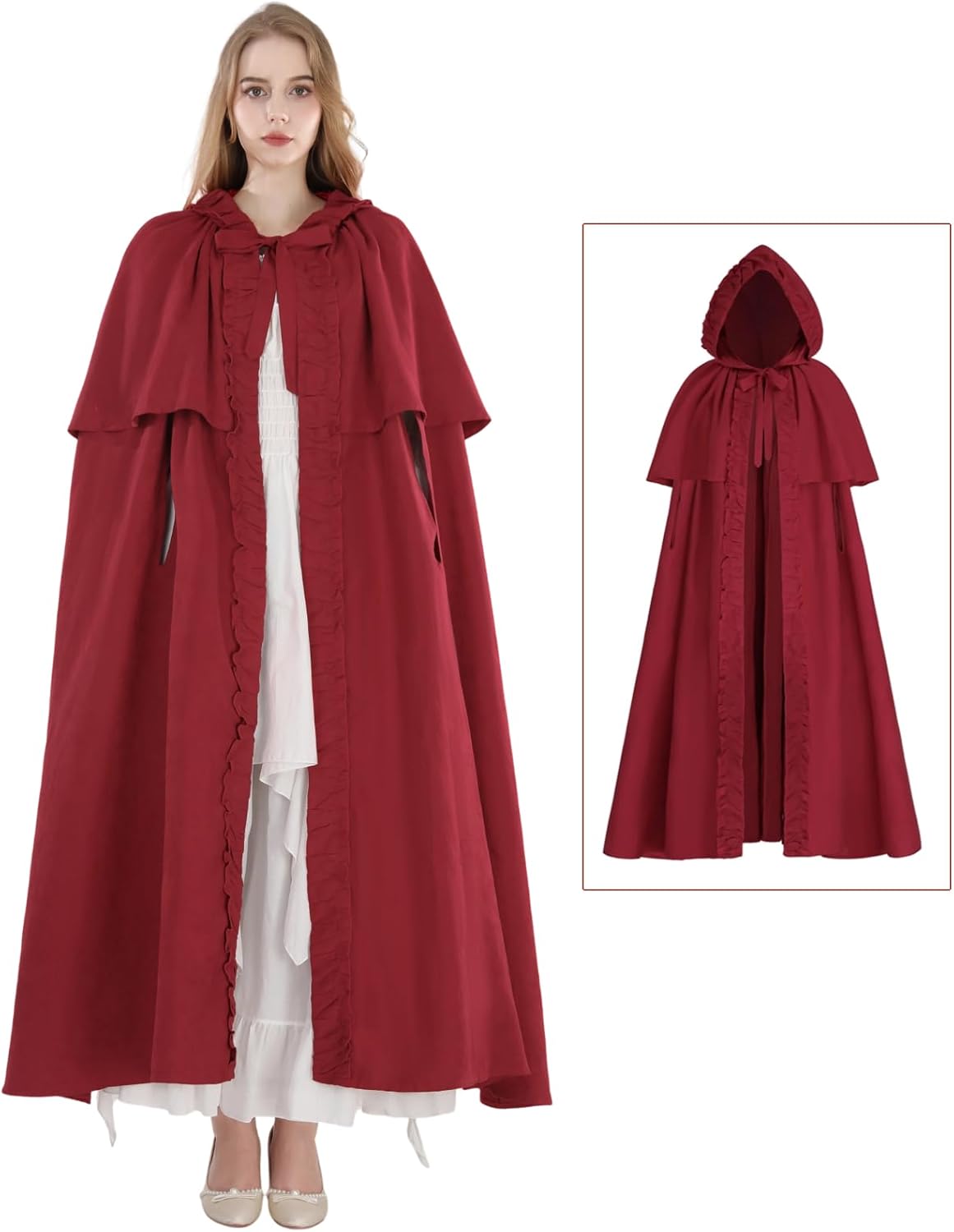 NSPSTT Cloak with Hood Men Halloween Cape Renaissance Costume Women Adult Witch Long Cape