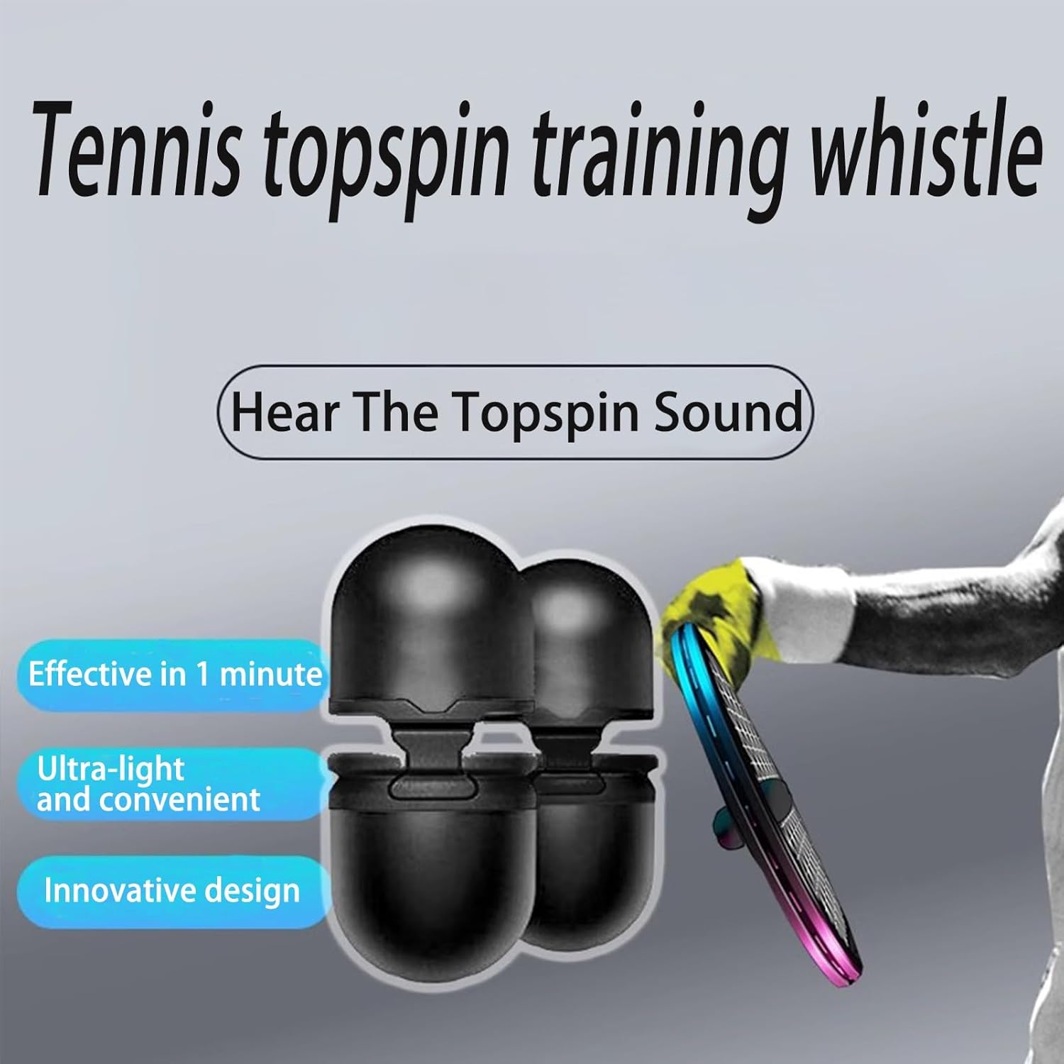 Complete Tennis Training Aid Acoustic Tennis Spin Trainer- Audible Topspin & Stroke Feedback | 35g Universal Attachment Stroke Correction Aid