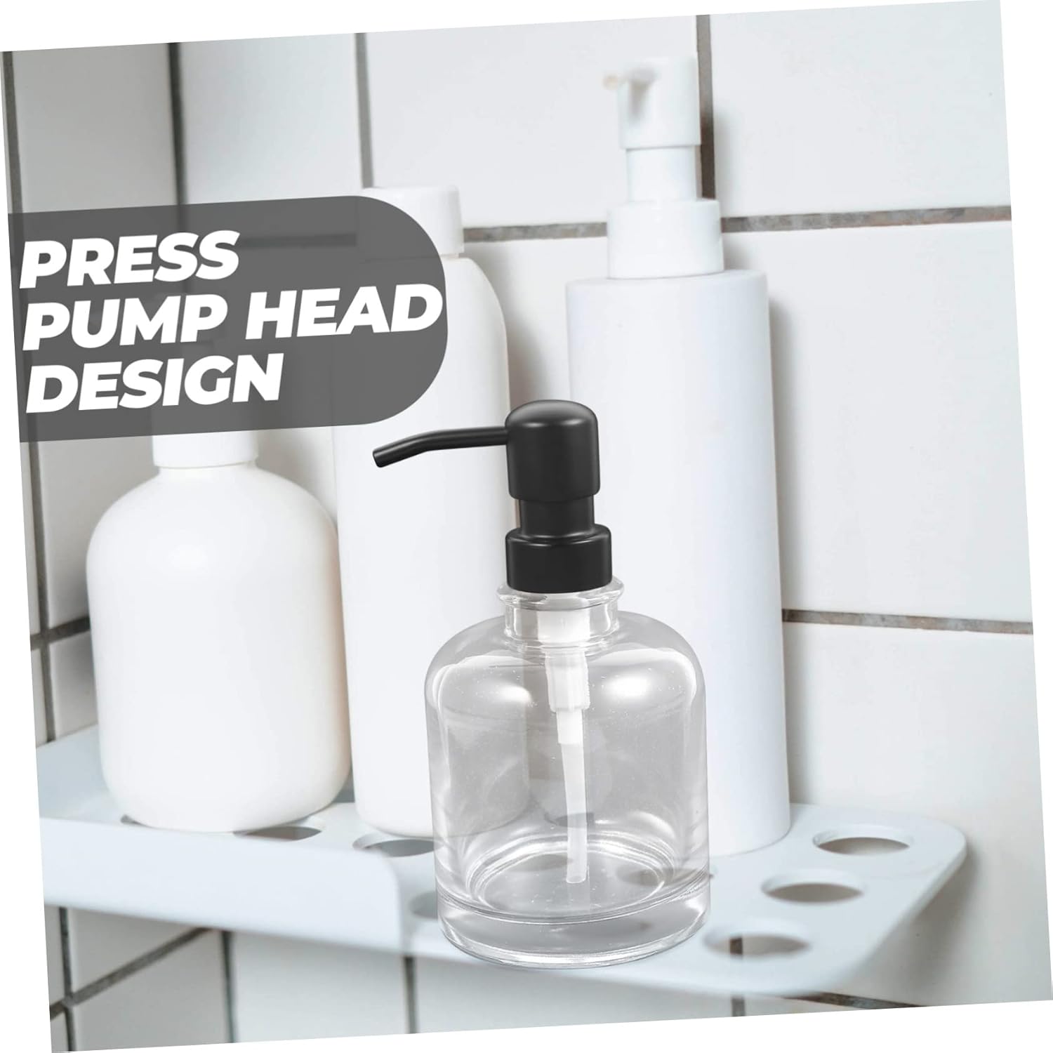 2Pcs Soap Dispenser Refillable Lotion Bottles with Pump for Bathroom Kitchen and Travel Elegant Design