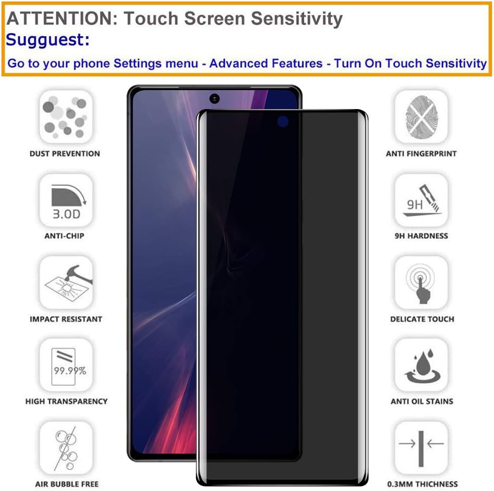 LYWHL [3 Pack for Samsung Note 20 Ultra Privacy Screen Protector Anti-Spy, Tempered Glass Screen Protector for Note 20 Ultra 5G, Black 9H Hardness Bubble Free[Don’t Support Fingerprint Unlock]
