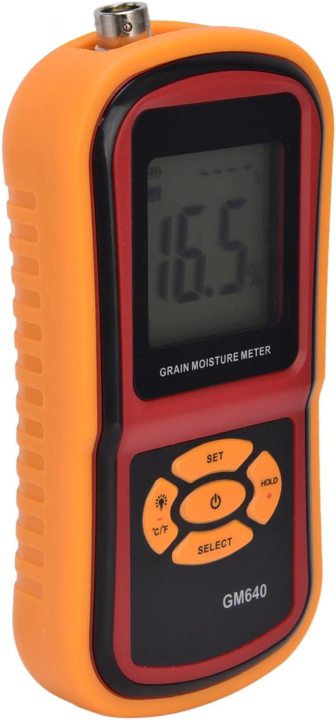 Hay Meter, 5% to 30% Digital LCD Grain Meter 41cm Use Probe Humidity Tester Portable Water Content Analyzer for Cereal Straw Corn Wheat Rice Bean Wheat Bran