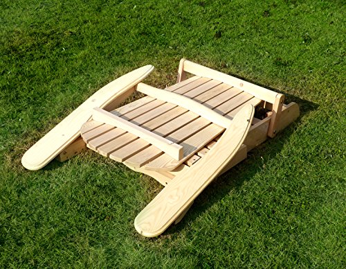 Merry Garden Foldable Wooden Adirondack Chair Kit with Pullout Ottoman, Outdoor, Garden, Lawn, Deck Chair, Unfinished