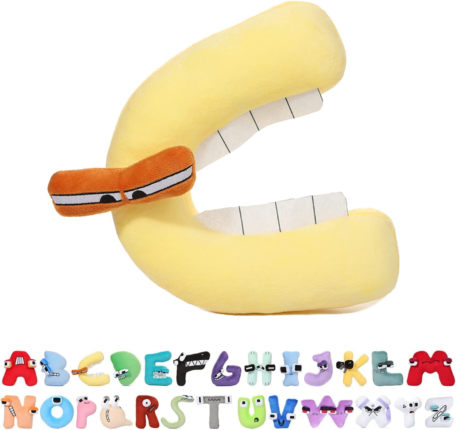 1-PC Aiphabet Love 26 Letter Series Plush - 100% Polyester Anime Plushies - Embroidered Stitching - 8 inches Alphabetic Symbolic Elements Stuffed Animal - Funny Figure Doll for Kids and Fans ( C )