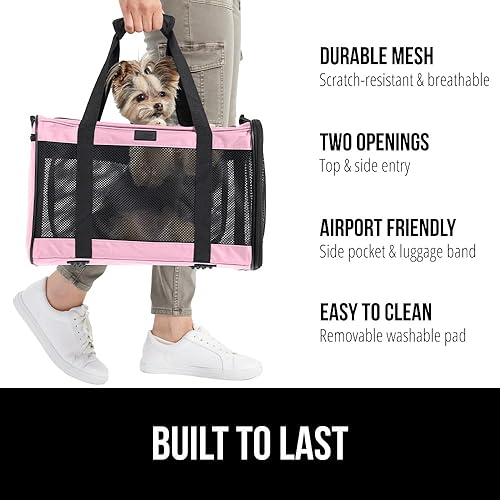 Miniatura 2 de GORILLA GRIP Bolsa de viaje para gatos de hasta 15 libras, suave y plegable para perros pequeños, malla transpirable de entrada superior y lateral,