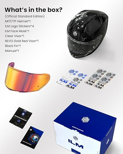 Miniatura 8 de ILM Casco de motocicleta de fibra de carbono, casco de carreras de cara completa para adultos, DOT ECE, Cascos para Motos MF577P (carbono forjado,