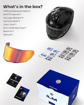 ILM Carbon Fiber Motorcycle Helmets Full Face Racing Helmet for Adult DOT ECE Cascos para Motos MF577P (12K Carbon Black,M)