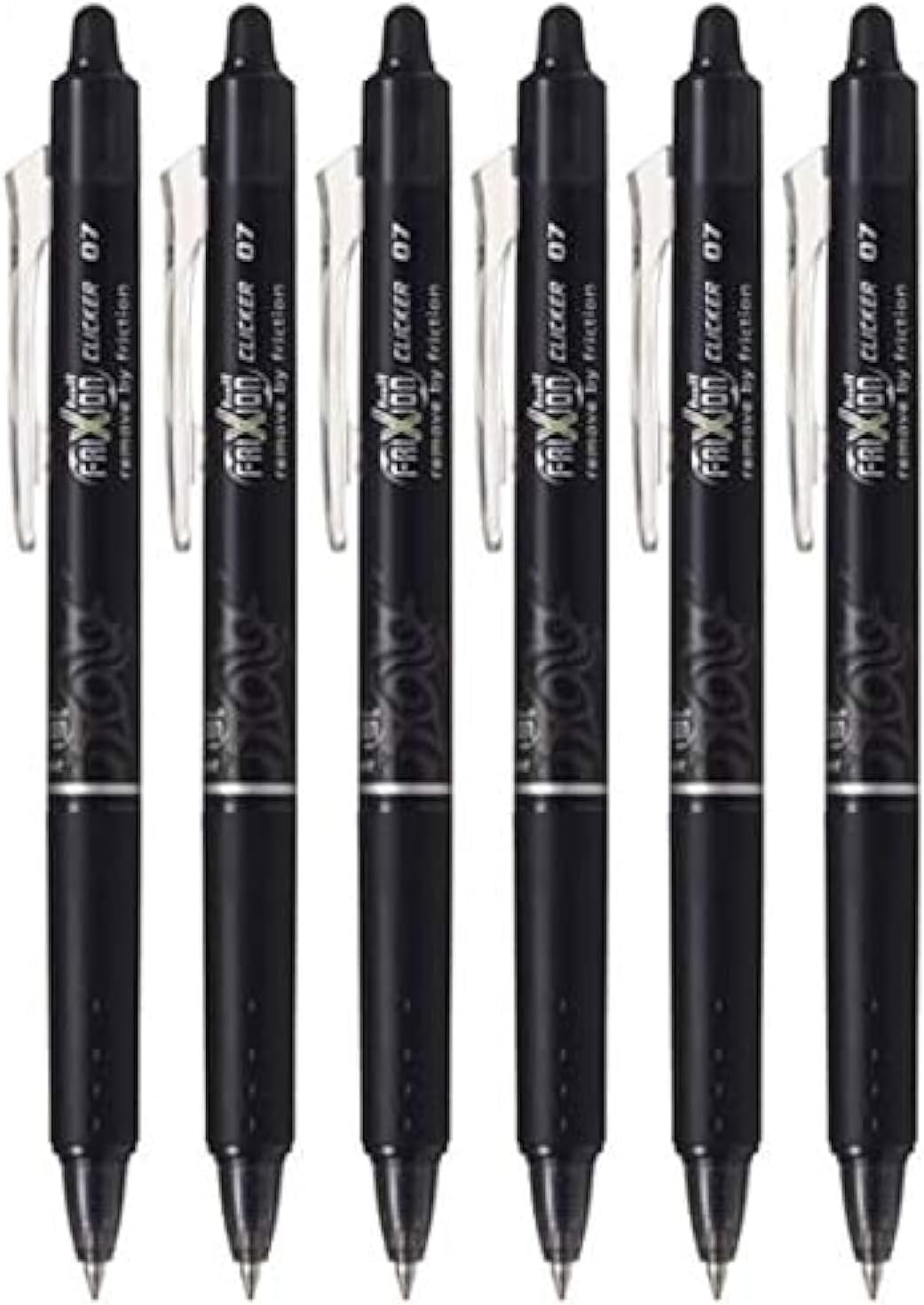 FriXion Ball Clicker Retractable Erasable Gel Pen, Fine Point, 0.7mm, Black Ink, 6 Count