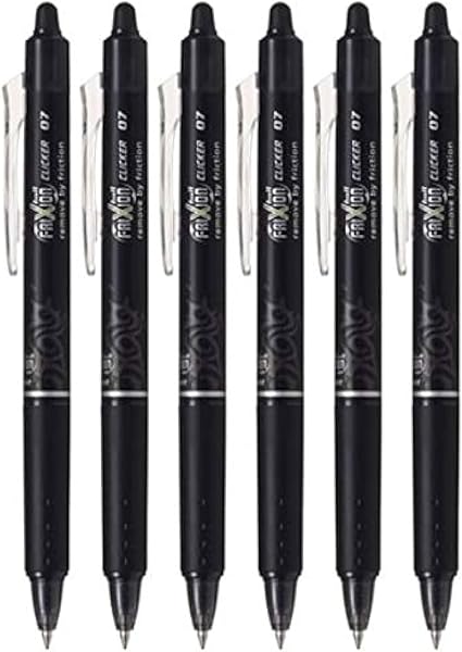 Pilot FriXion Ball Clicker Retractable Erasable Gel Pen, Fine Point, 0.7mm, Black Ink, 6 Count