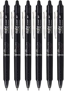 Pilot FriXion Ball Clicker Retractable Erasable Gel Pen, Fine Point, 0.7mm, Black Ink, 6 Count