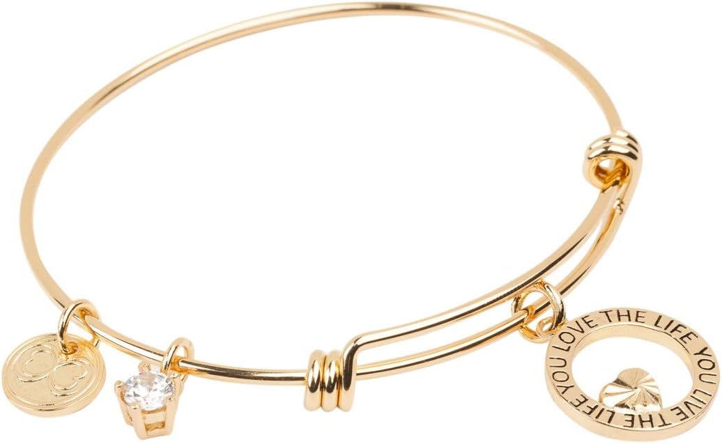 Expandable Inspirational Stackable Charm Bracelet โLove The Life You Live"