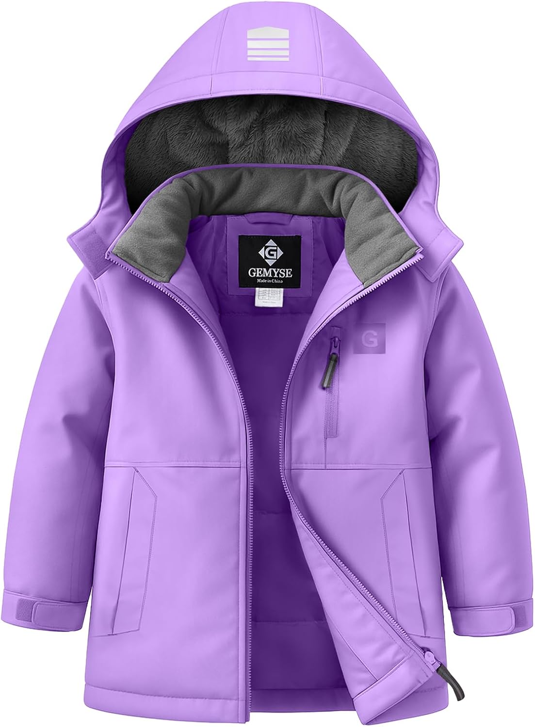 GEMYSE Kids Winter Jacket Waterproof Boys Girls Ski Jacket with Hood Windproof Warm Fall and Winter Outerwear