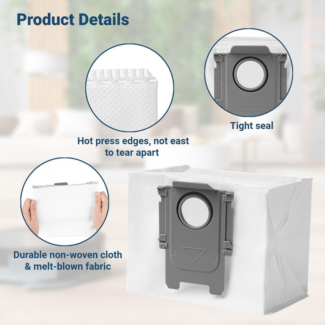 8 Pack Replacement Dust Bags For S7 Maxv Ultra, S7 Pro Ultra, Q7+, And More, 3L Capacity For Vacuum Stations