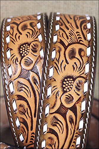 3D Belt Mens 3D 1 1/2In Natural Floral Buckstitch Belt 36 Brown #TOP5
