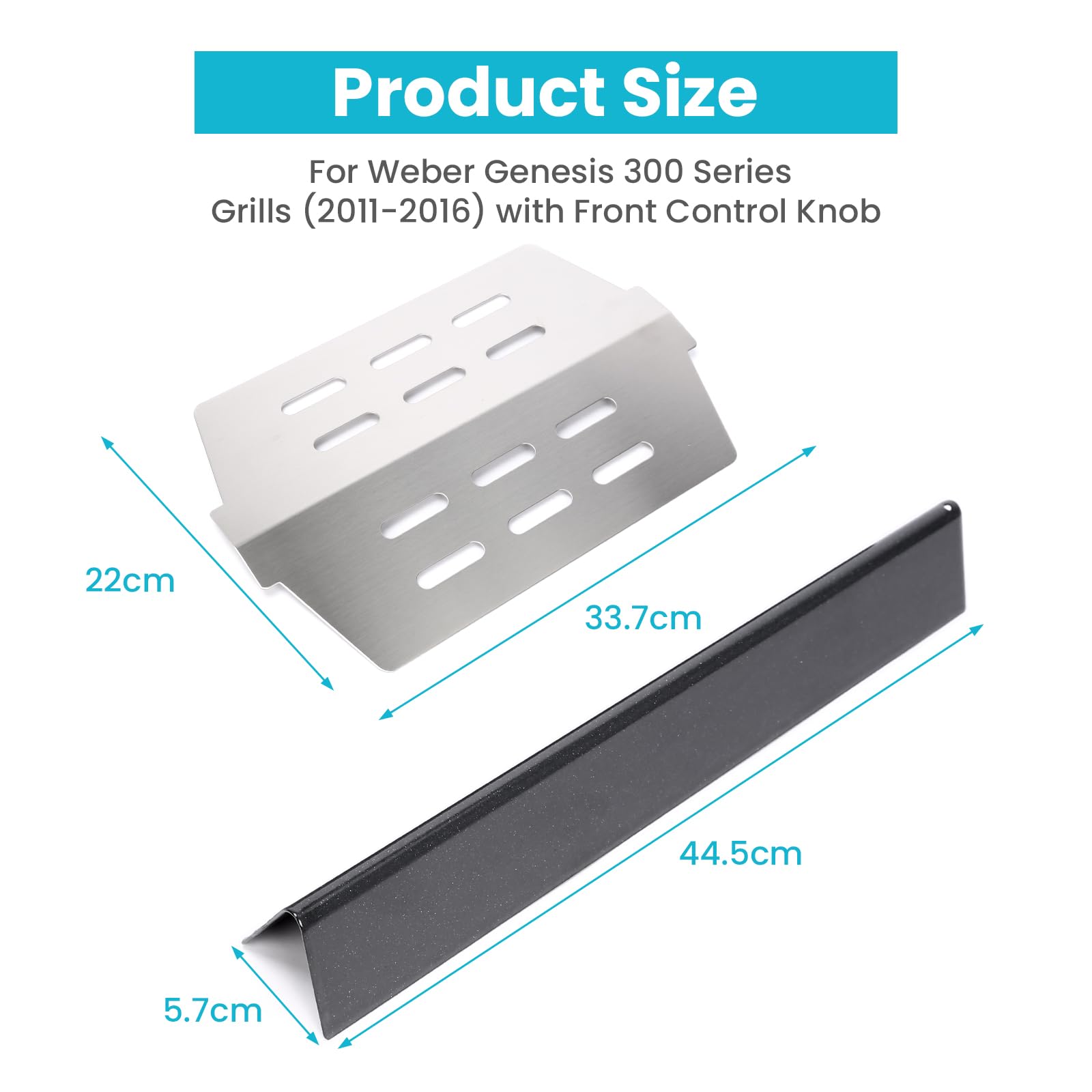 Réflecteur de chaleur et barres de flavorizer pour Weber Genesis E/S-310, 320, 330 avec commande avant, pièces de rechange compatibles avec Weber 7621, 7620, 7622 - Ne convient pas pour Genesis II ou