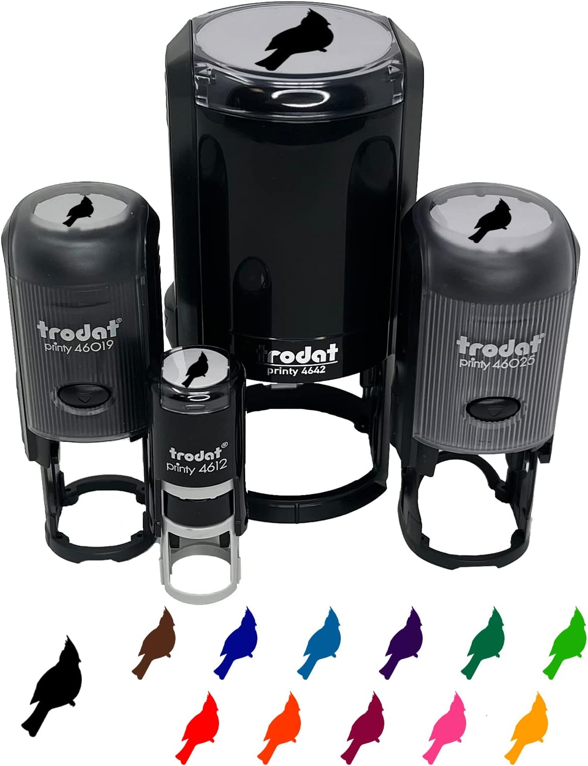 Cardinal Bird Solid Self-Inking Rubber Stamp Ink Stamper for Stamping Crafting Planners - 1-1/2 Inch Large - Red Ink