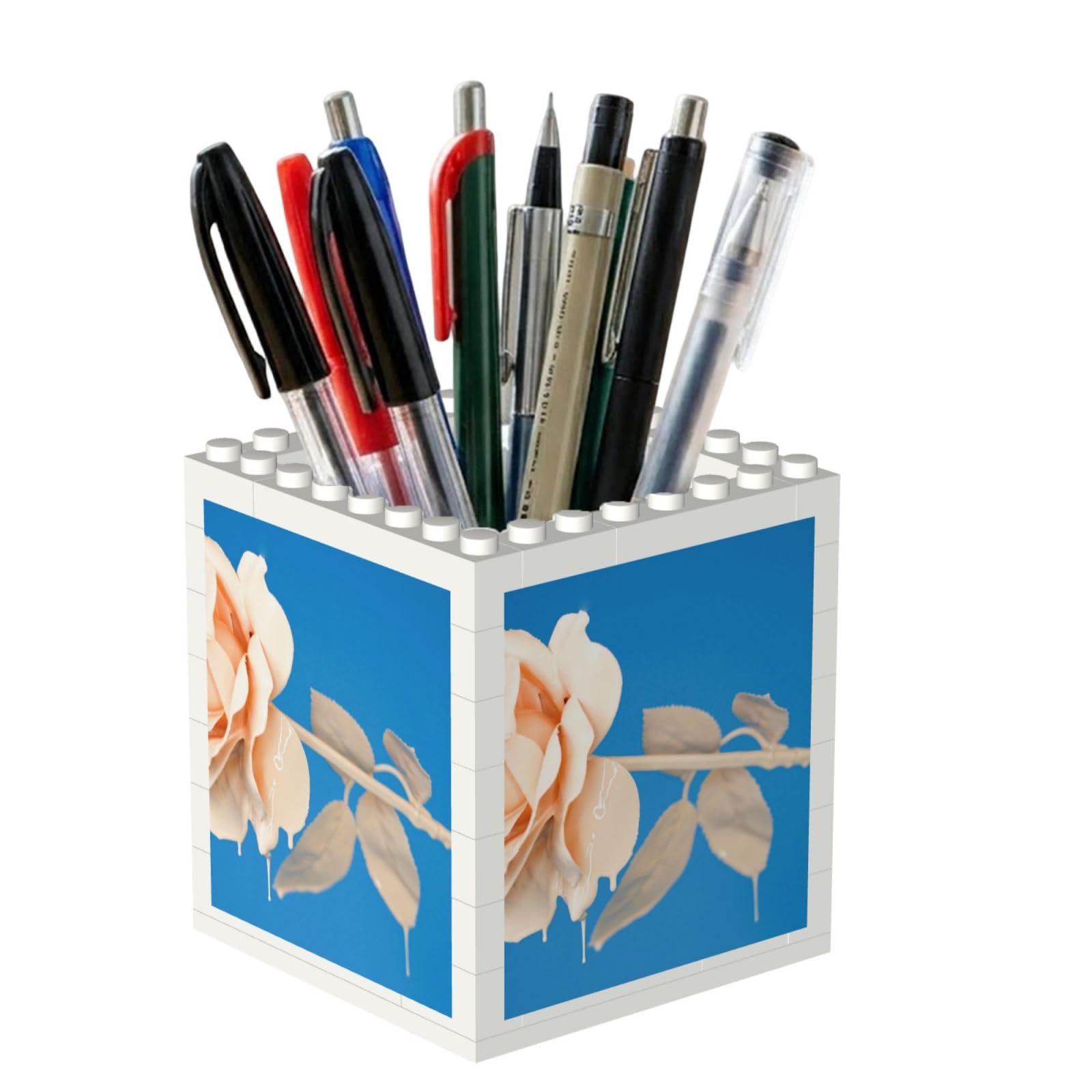 Poadnly Unique Rose, Pen Pot Pencil Holder for Office Home School, Compact Desk Organiser for Office Stationery