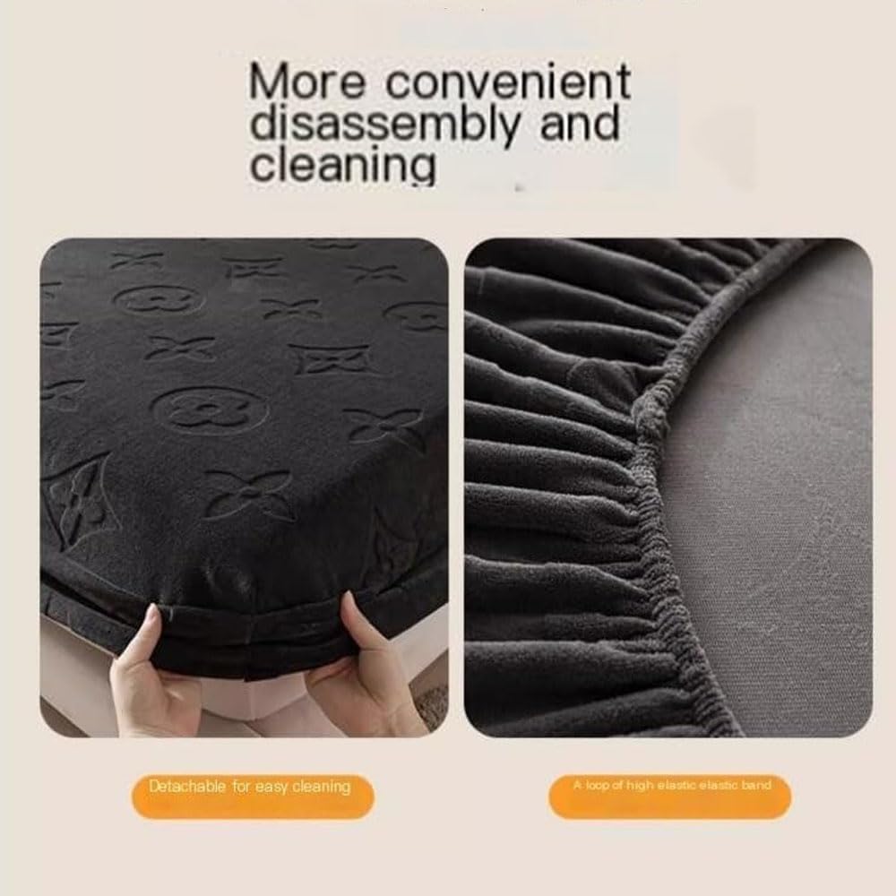 Monofloral Milk Velvet Fitted Sheet | All Season, Luxurious Ultra Soft Comfortable and Breathable, Milk Velvet Bed Cover Mattress Protector, Slip-Resistant & Easy Care (Beige Khaki, 200 * 220cm)