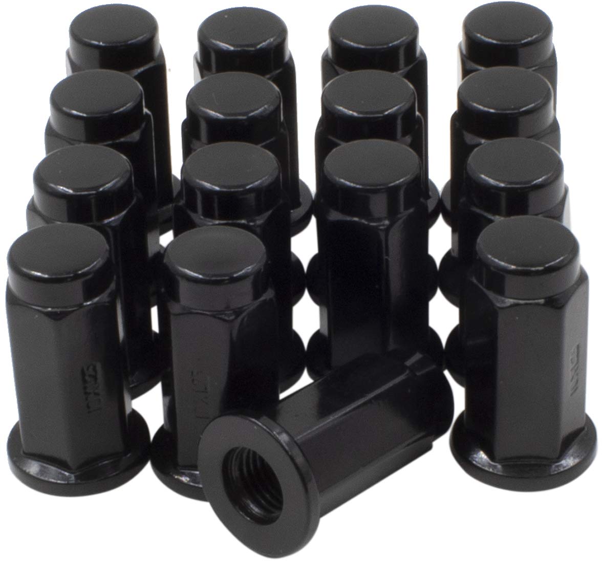 Wheel Accessories Parts Set of 16 Black 3/8 Flat Seat ATV & UTV Wheel Lug Nuts (1.26