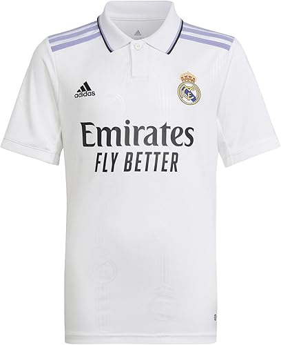 adidas Camiseta de fútbol juvenil del Real Madrid 22/23 (as1, Alpha, m, regular, juvenil mediana), color blanco, Blanco