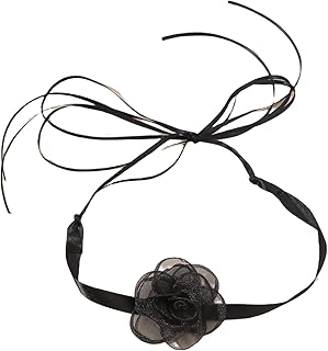 NAT MEYA Sexy Super Fairy Chic Black Choker Camellia Flower Lace-up Colorful Necklace Long Ribbon Choker For Women Girls