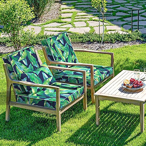 Twlear Outdoor Cushion Covers For Patio Furniture, Patio Cushion Covers Replacement, Water Resistant Chair Cushion Slipcovers, 20" X 20" X 4", 2 Pack, Hanalei Lagoon (Covers Only) #TOP4