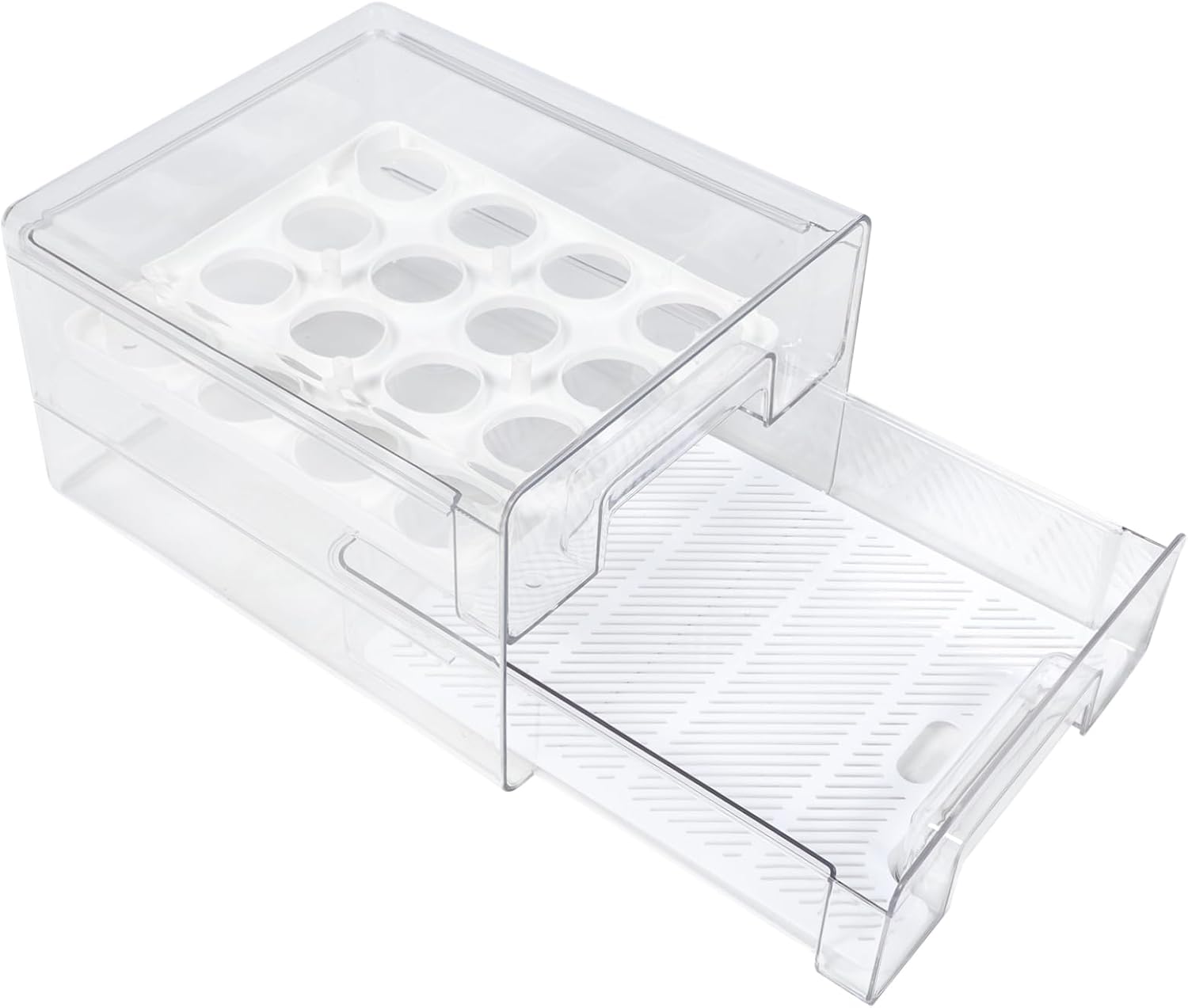 Egg Holder for Refrigerator Food Storage Lid Organizer Kitchen Storage Bins Double Egg Tray Holder Box