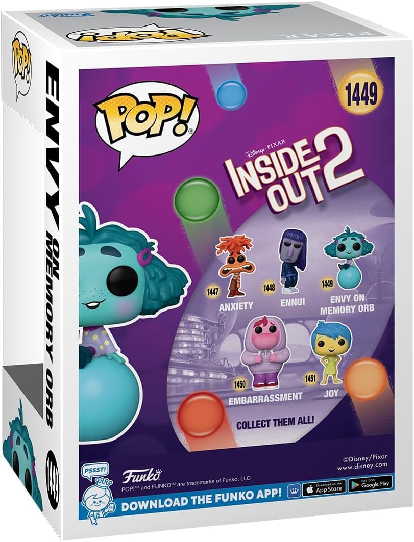 POP Disney Pixar: Inside Out 2 - Envy on Memory Orb Funko Vinyl Figure (Bundled with Compatible Box Protector Case), Multicolor, 3.75 inches