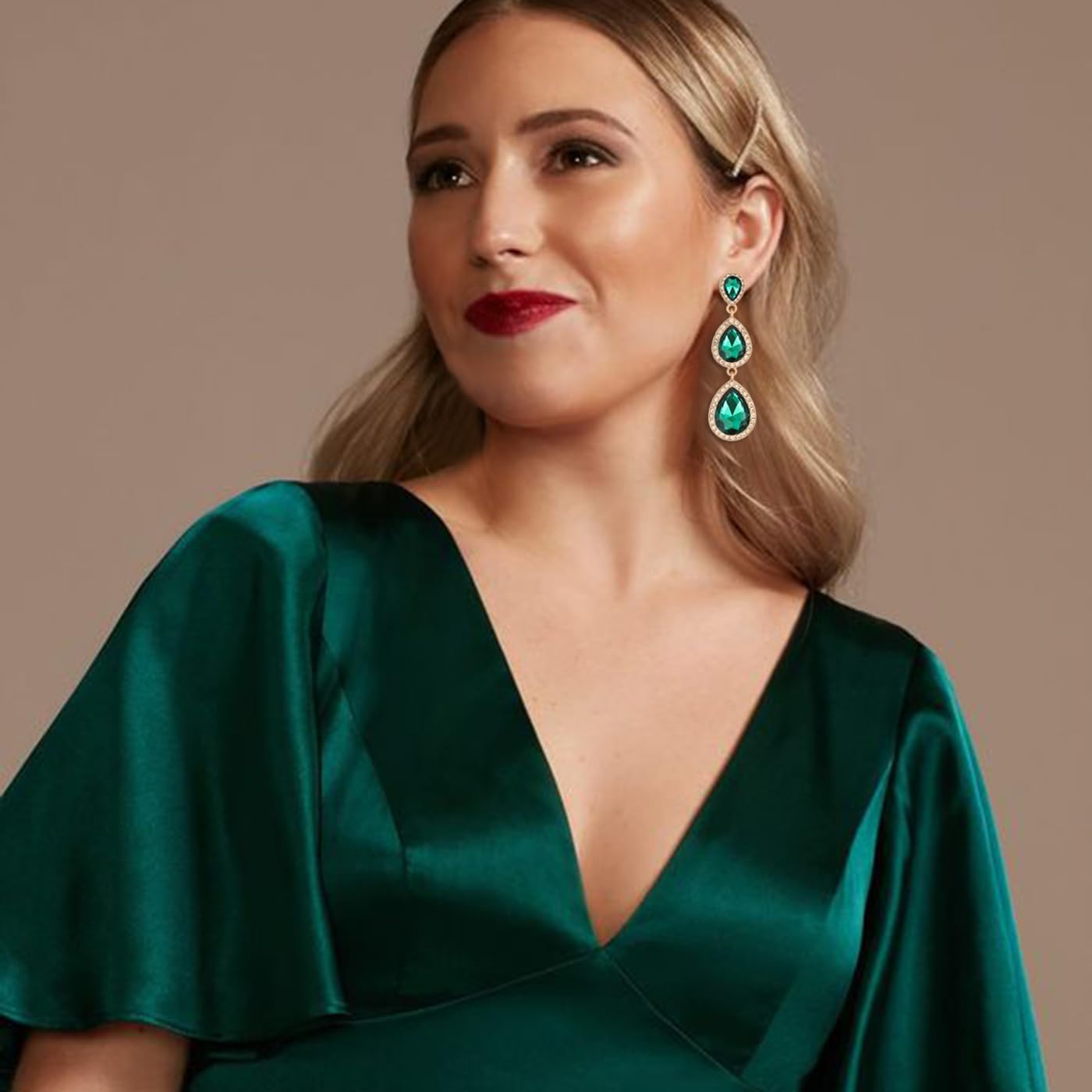 Vintage Rhinestone Teardrop Dangle Earrings Long Dangling Drop Earrings Crystal Chandelier Earrings for Women Wedding Bridal Prom - Image 5