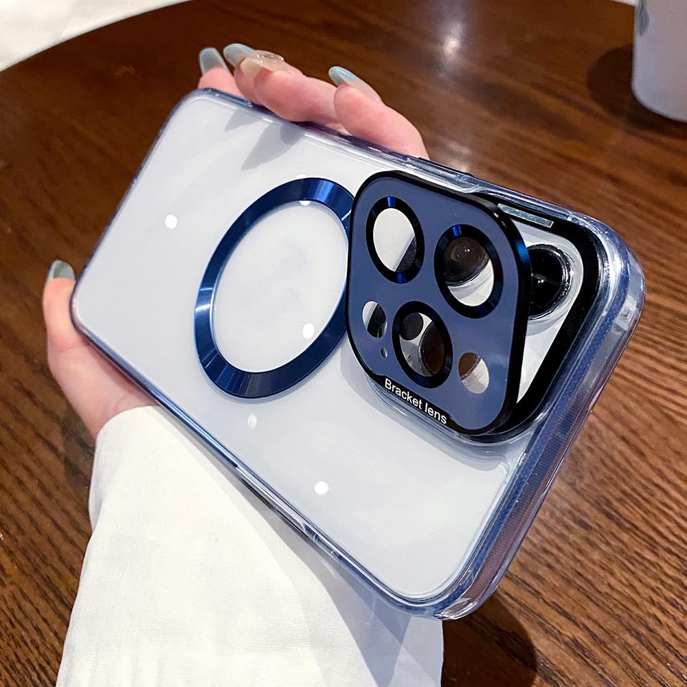 Support d'objectif en verre et coque magnétique pour iPhone 14 Pro Bleu Sierra - 8
