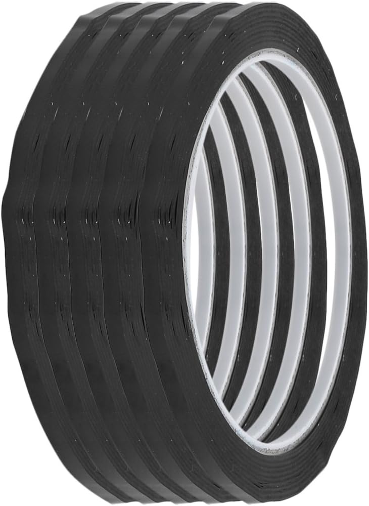 uxcell 5pcs 3mm Width 164ft Length Single-side Electrical Insulated Adhesive Tape Black