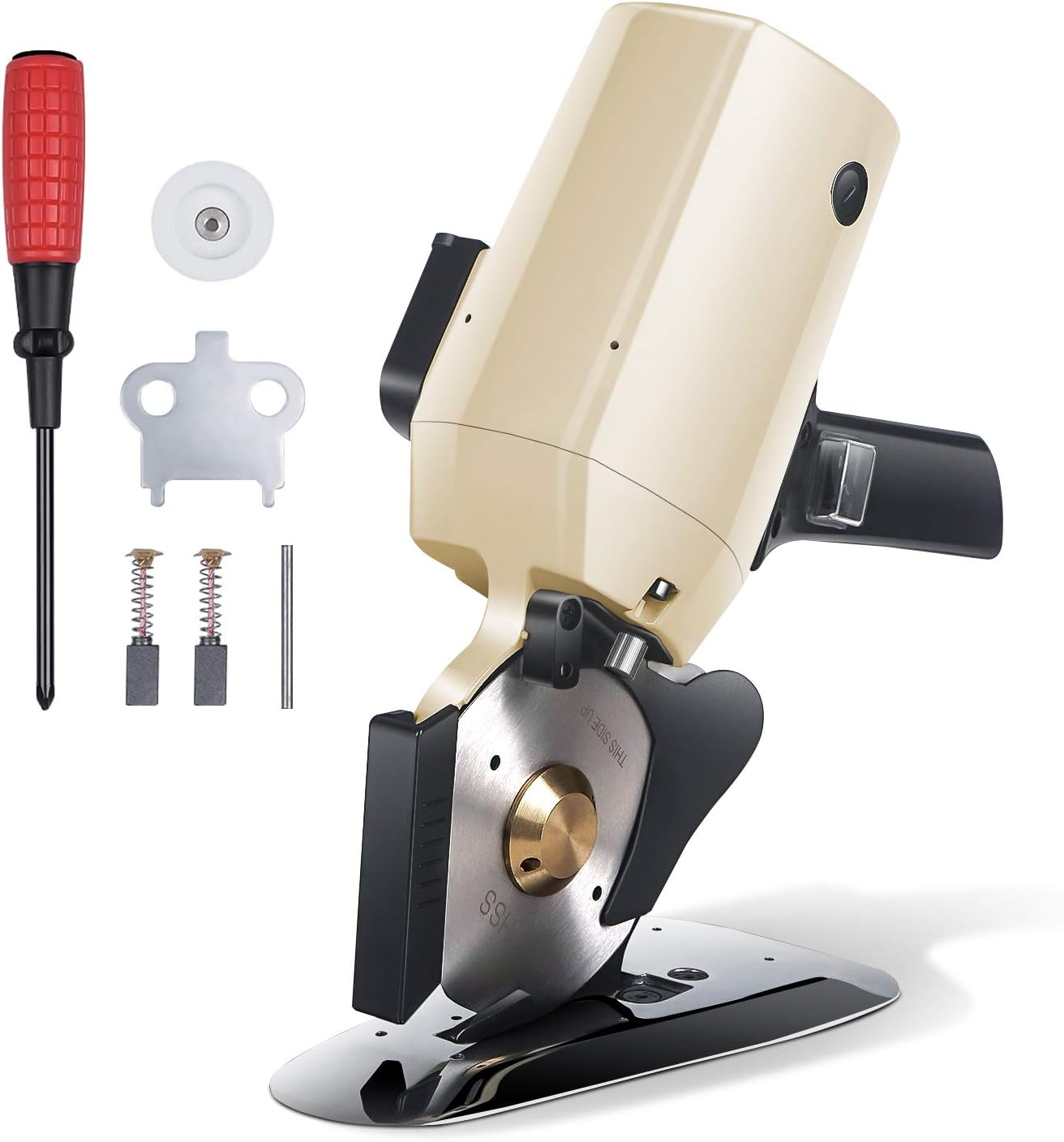 RoMech Large Electric Cloth Cutter, Rotary Blade Fabric Cutting Machine, Electric Rotary Scissors for Multi Layer Leather Wool, RM-027, 250W