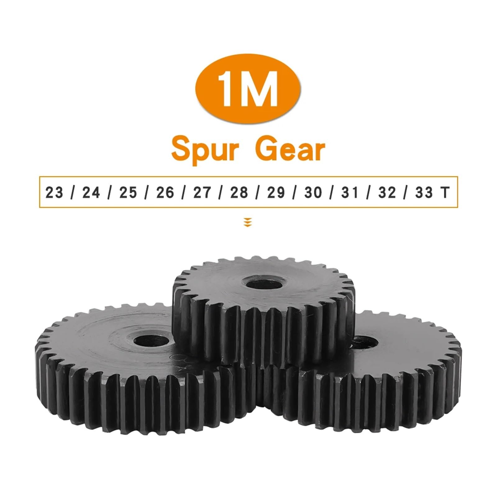 Bevel Gear Pinion Hardware Mechanical 1pcs Flat Gear 1M-23T/24T/25T/26T/27T/28T/29T/30T/31T/32T/33T Carbon Steel Blackening Cylindrical Gear for Transmission Parts(1M30T - Bore 6 mm)
