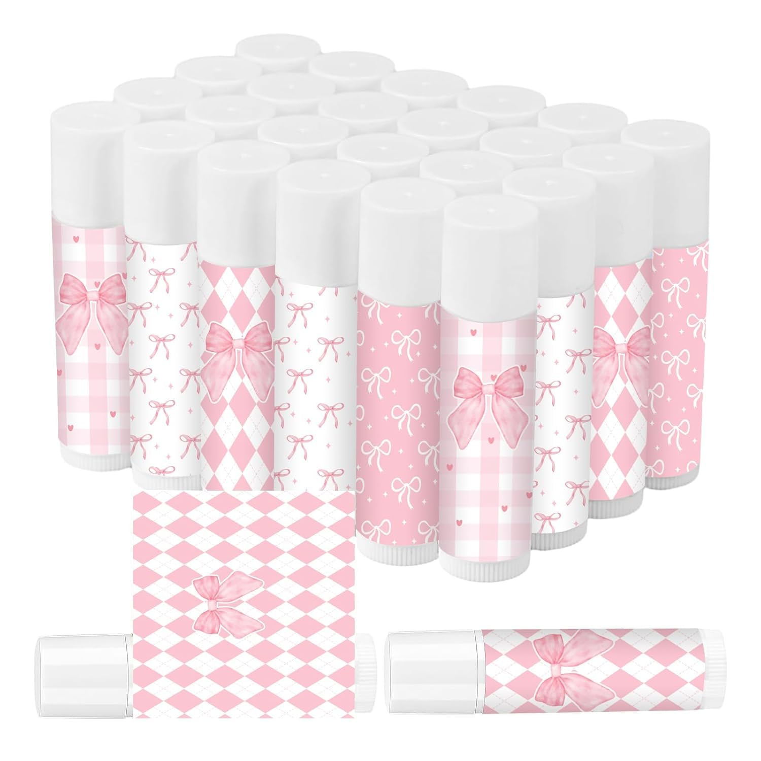 50 Pcs Pink Bow Baby Shower Favors Bulk Pink Bow Moisturizing Lip Care Coquette Bow Party Favors for Bachelorette Wedding Birthday Bridal Baby Shower