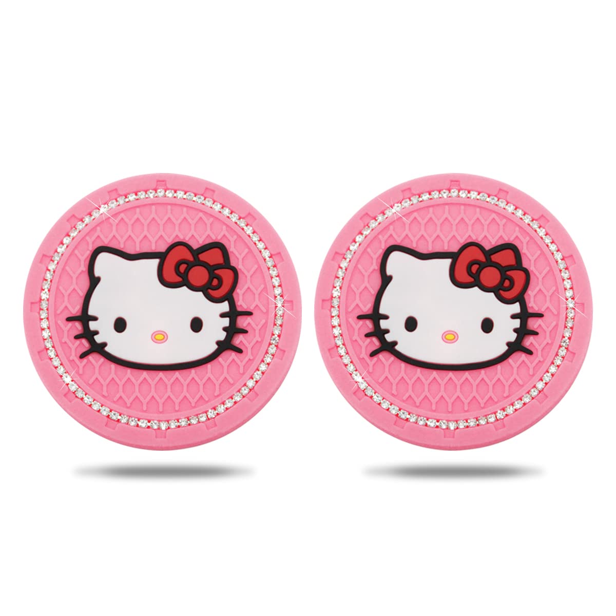 Car Cup Holder Coaster for Hello Kitty 2.75 Inch Cup Holder Insert Coaster Fit Hello Kitty Car Accessories (2PCS,Red)