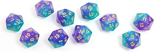 Vista 42 de SmartDealsPro Paquete de 10 dados poliédricos D20 de 20 caras para juego de mesa DND RPG MTG (mezcla de colores)