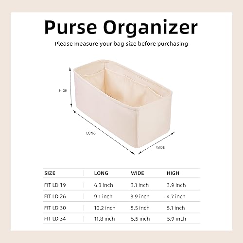 Miniatura 6 de DGAZ Organizador de bolso, bolso sedoso y organizador de bolso, bolsa en bolsa, se adapta a bolsas Lindy 19263034 (Craie, LD30)