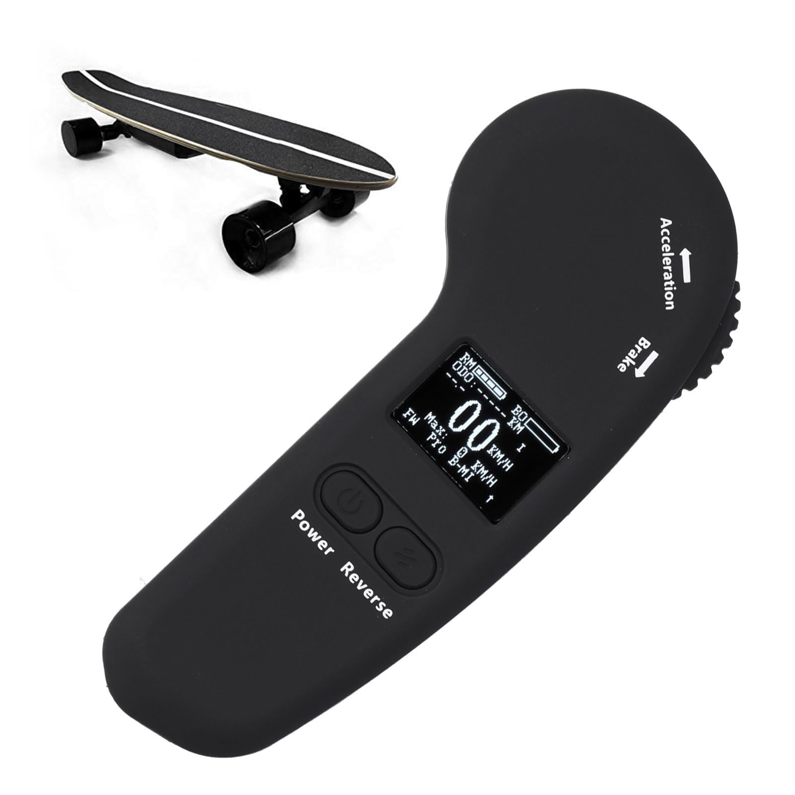KIMISS Meepo Elektro-Skateboard mit Fernbedienung, ABS, Schwarz, Elektro-Skateboard, Kabellose LED-Display-Fernbedienung mit Einstellbarer Bremsgeschwindigkeit