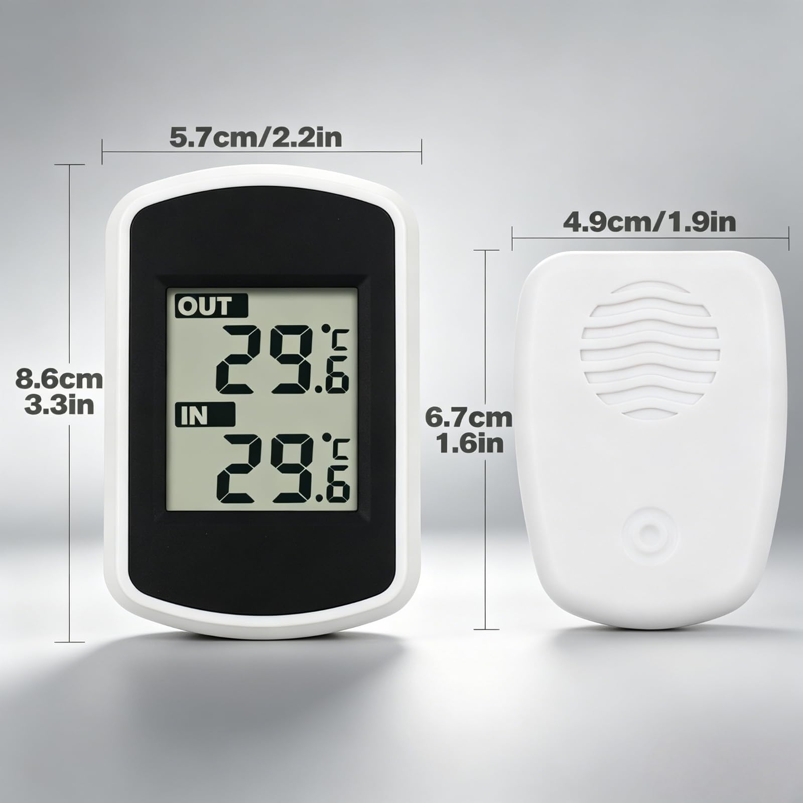 Termometro Interno Esterno Digitale Senza Fili con Display LCD,Sensore Esterno con Cavo,Misuratore Temperatura Ambiente per Casa,Ufficio,Cucina,Garage,Balcone,Serra,Cantina, Camera,Uso Quotidiano