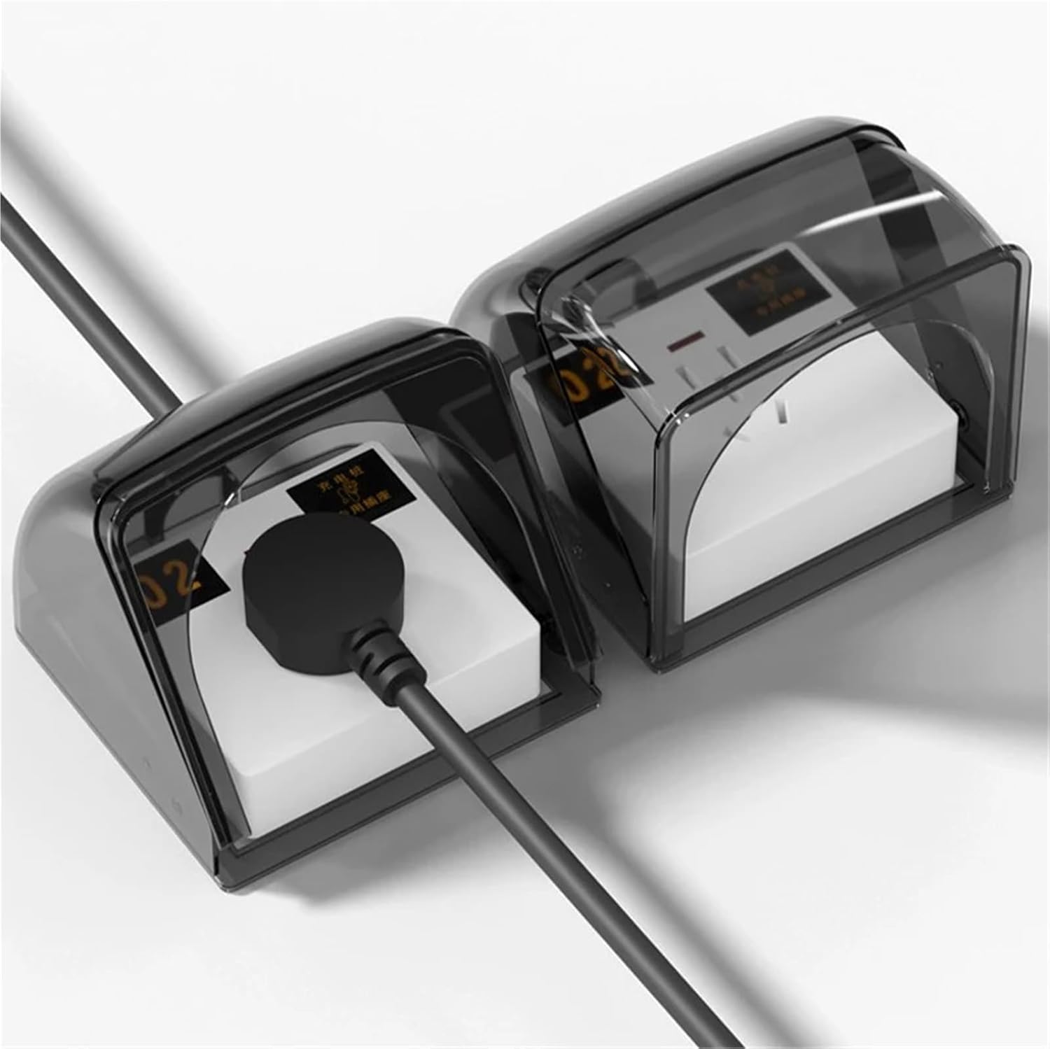 locking outlet cover 2pcs 86 Type Outdoor Socket Protective Cover Bathroom Electric Plug Waterproof Cover Power Outlet Rainproof Box Electrical Supplies(Black)