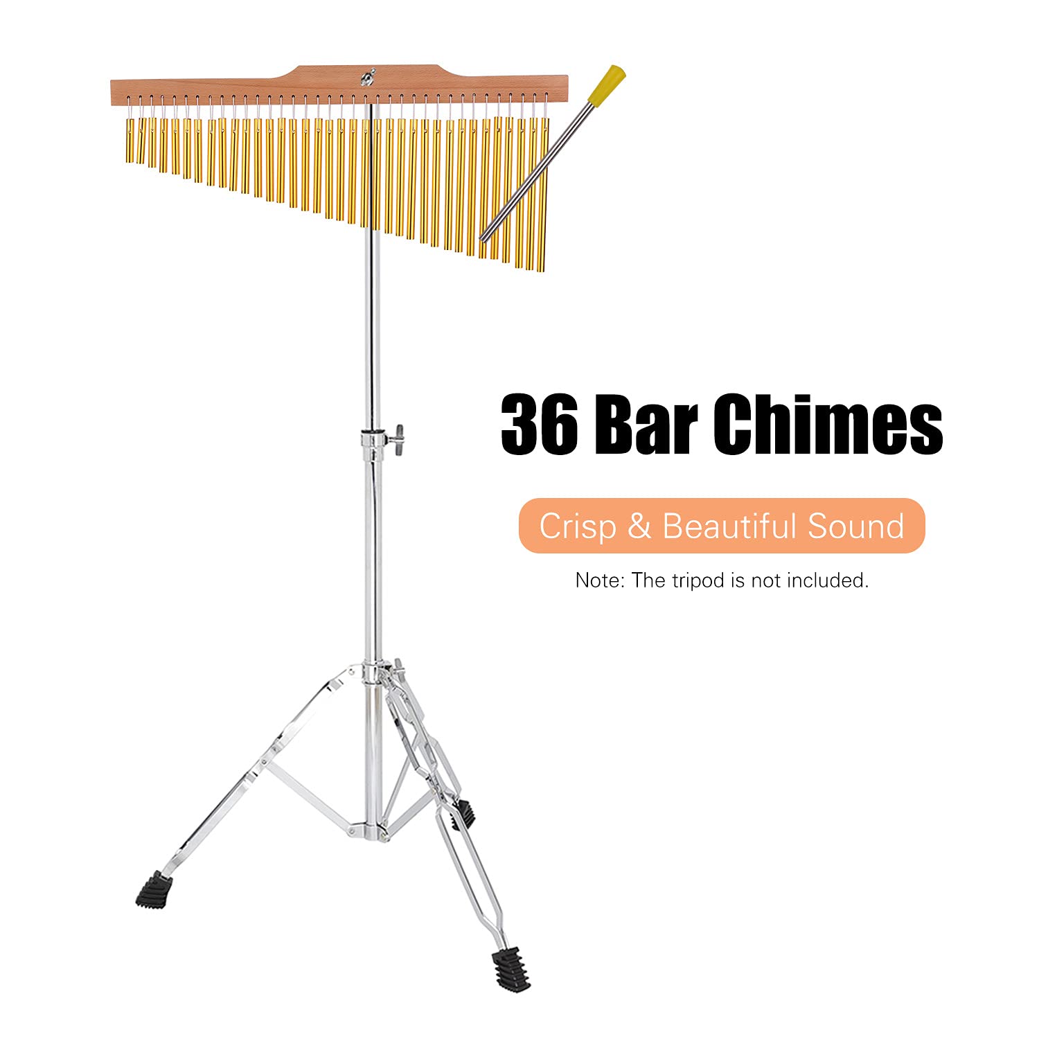 Chimes Windspiele Bar Glockenspiele 36 Notas Aleación de Aluminio Bar Glockenspiel Holzlinglingo(Gold)