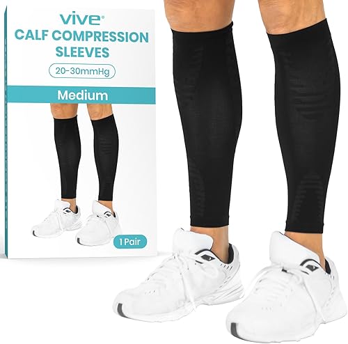 Vive Manga de compresión de pantorrilla para hombres, mujeres (par) - Medias para soporte de férulas de espinilla, alivio de calambres en las