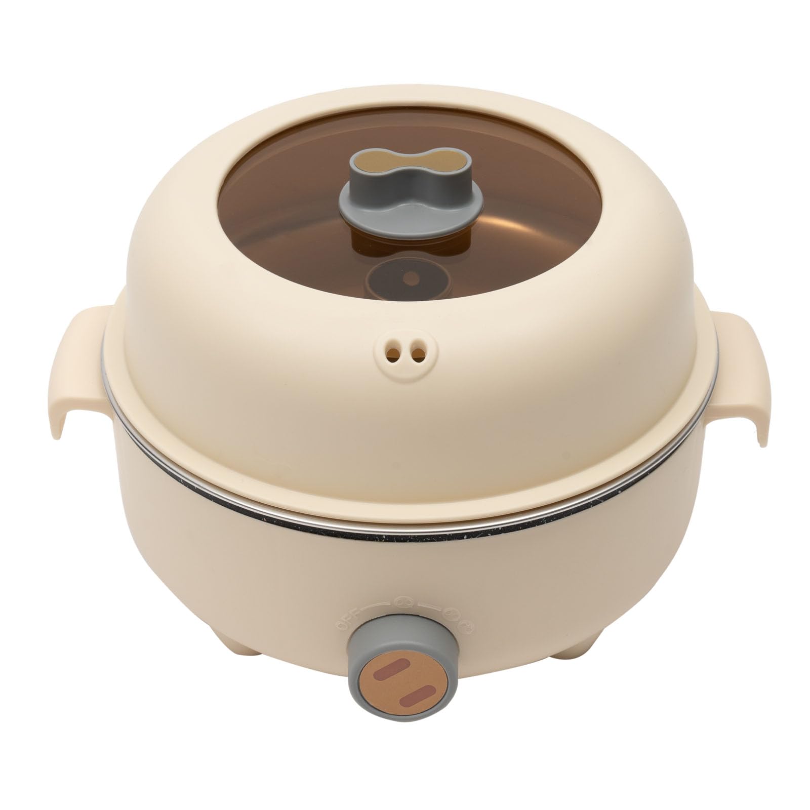 1.5L Elettrico Hot Pot, Mini Multicooker con 2 Vassoi per il Vapore per 1-2 Persone, Ideale per Famiglie, Studenti, Appartamenti, Uffici, Gite, Campeggio, Pic-Nic (Cachi)