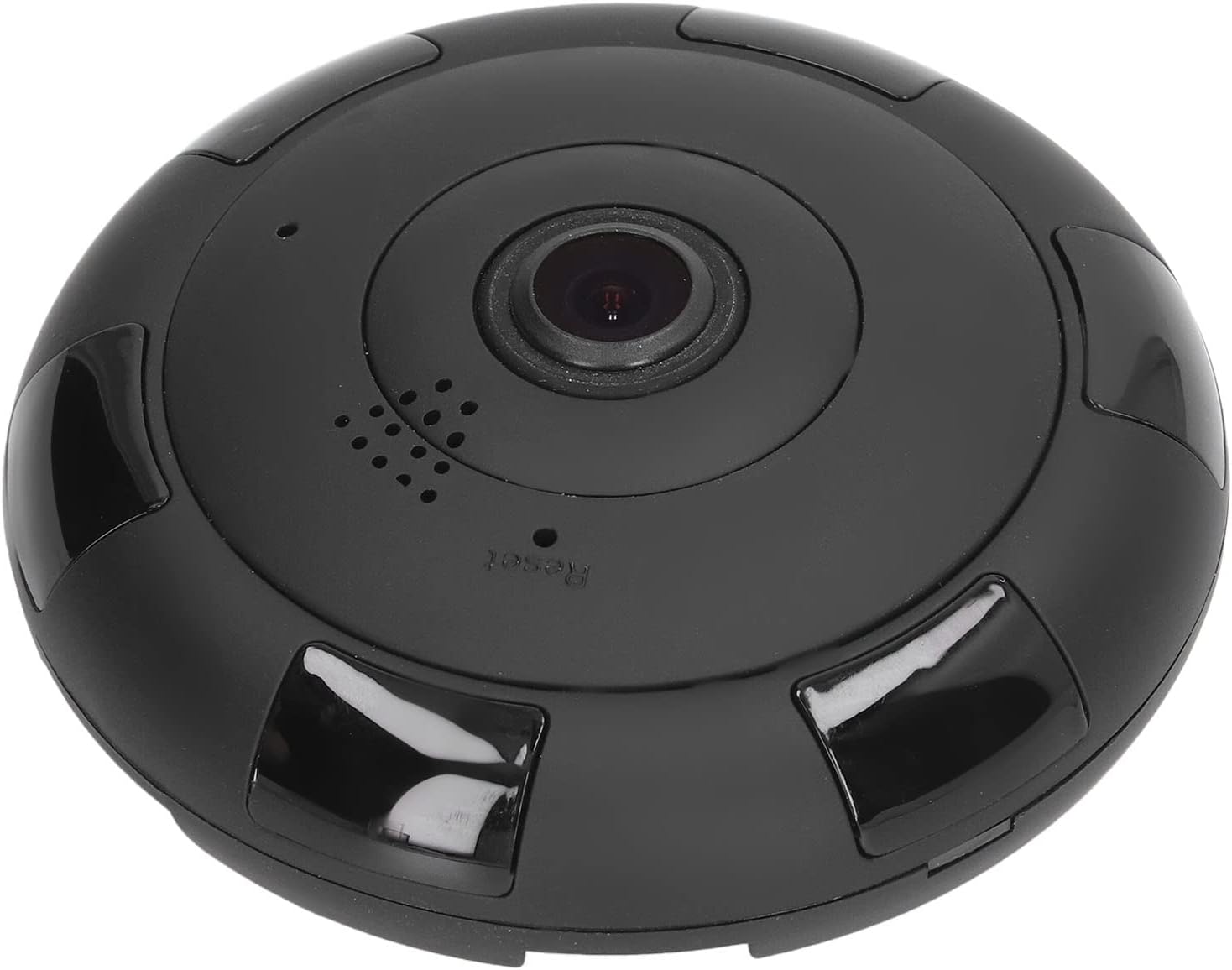 Cámara de Vigilancia Inalámbrica Altavoz Incorporado Visión Nocturna Infrarroja Monitoreo en Tiempo Real Enchufe Inalámbrico de la UE 100‑240V Cámara de Seguridad Lente Ojo de Pez para Oficina (Negro)