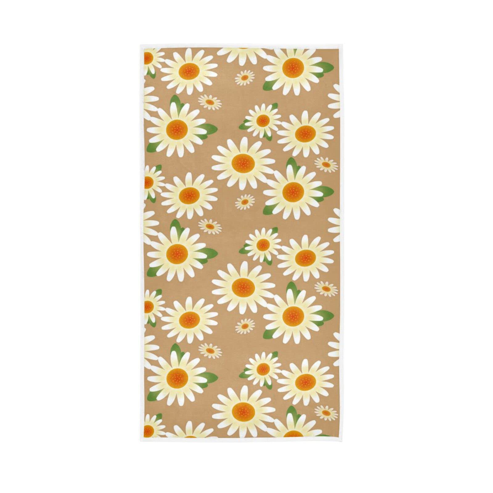 HUYGD Hand Towels Floral Daisy Flower Decor Fingertip Soft Face Towel Absorbent Bathroom Kitchen Towels